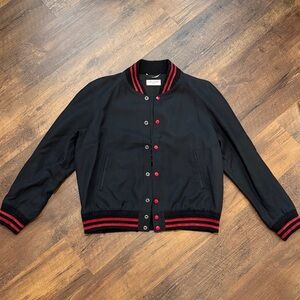Saint Laurent Men’s Black and Red Varsity Track Jacket